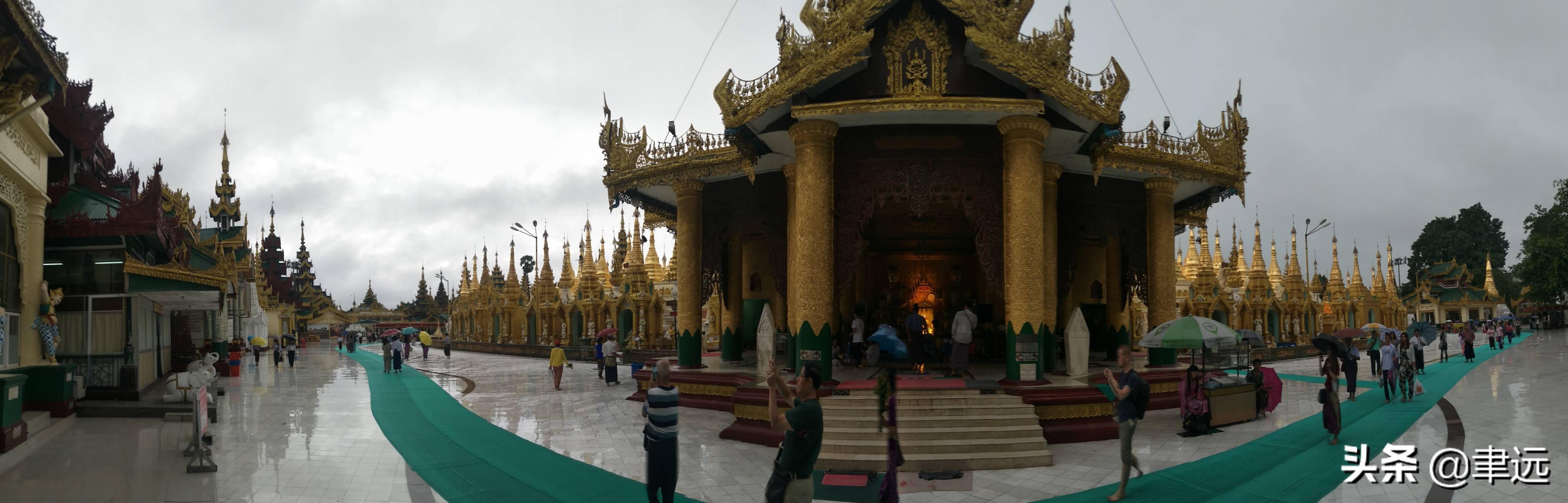 缅甸仰光大金塔全景图,仰光大金塔和勐焕大金塔全景