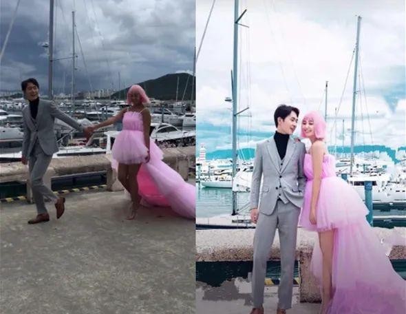 修图对比前后婚纱照海边,不上镜拍婚纱照修图前后对比