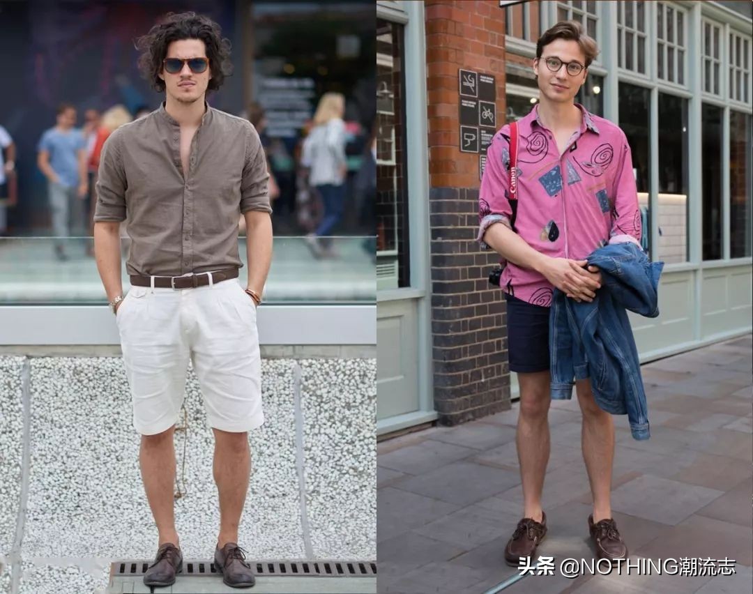 棕布洛克男鞋配短裤,配短裤的高级男鞋