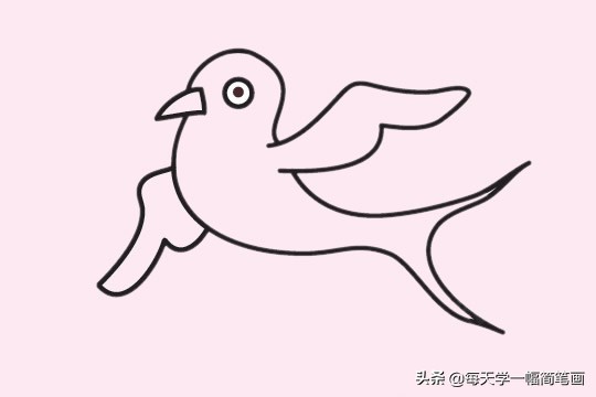 春天树木开花燕子蜜蜂飞来简笔画,简笔画燕子教程幼儿园