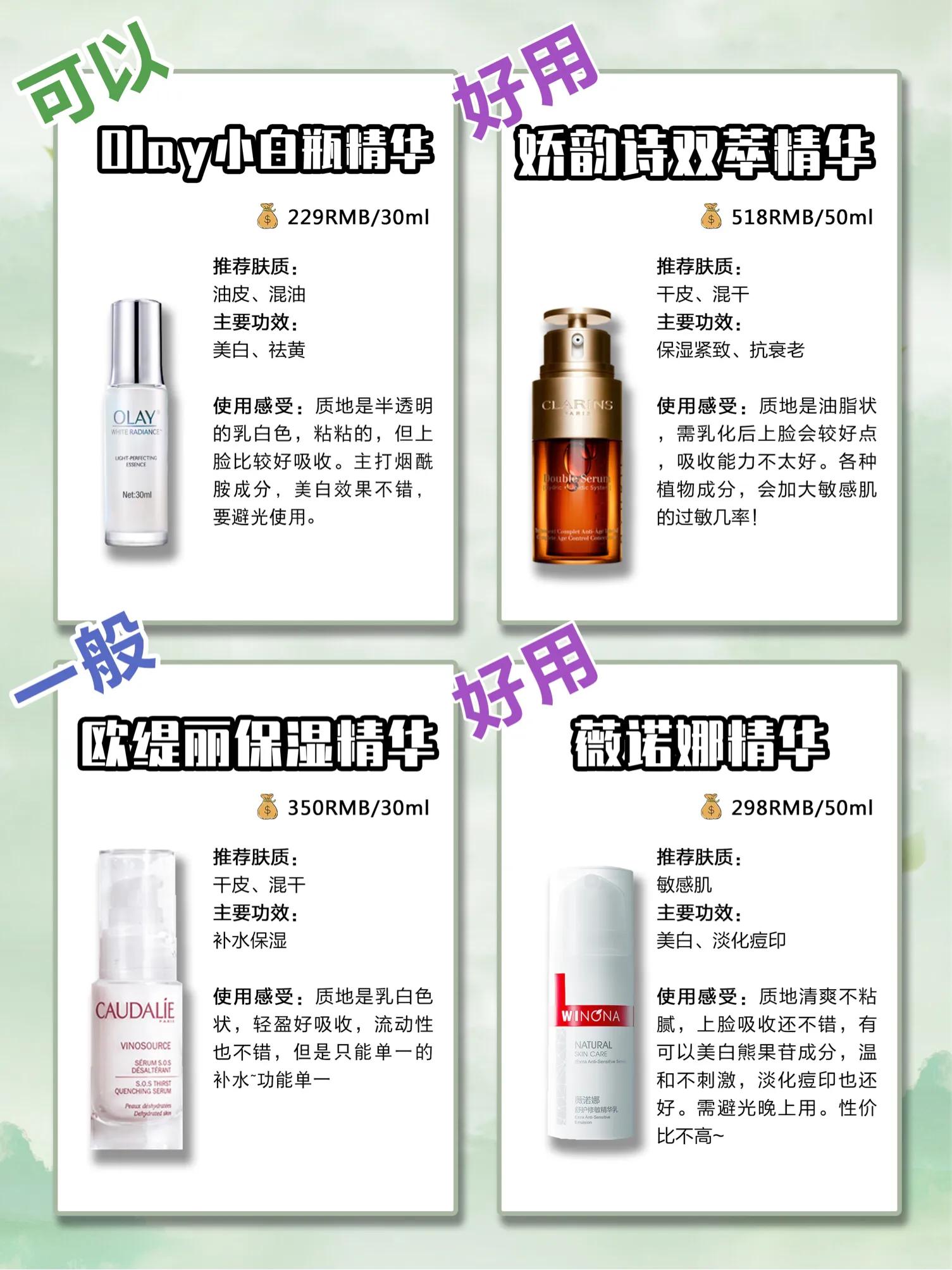 各种肤质适合的精华液,四款热门精华液的测评合集