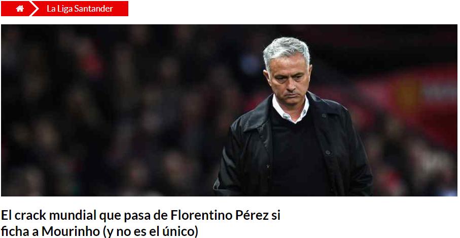 最特别也要低头!曝皇马首签瞄准英超1.8亿天王穆帅或无奈接受他