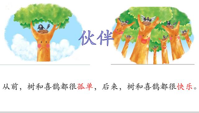 一年级语文下册树和喜鹊知识点,树和喜鹊怎么变快乐的