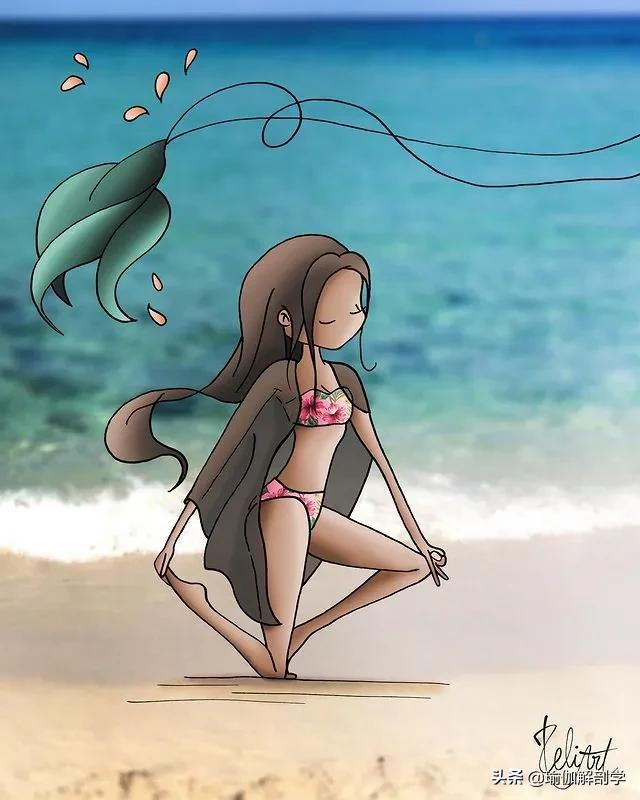 ins瑜伽漫画图片,瑜伽小人唯美漫画