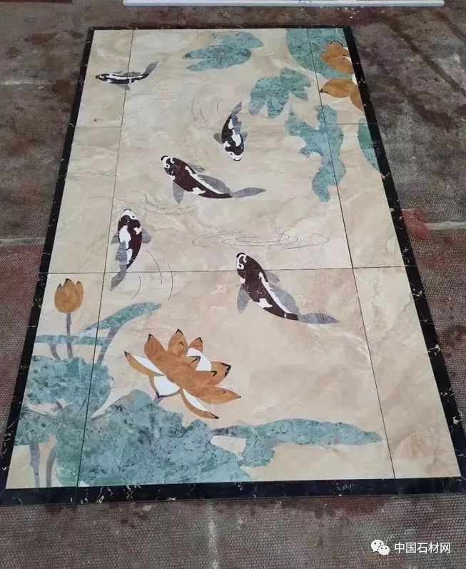 石材水刀加工方法,地面玄关石材水刀拼花效果图