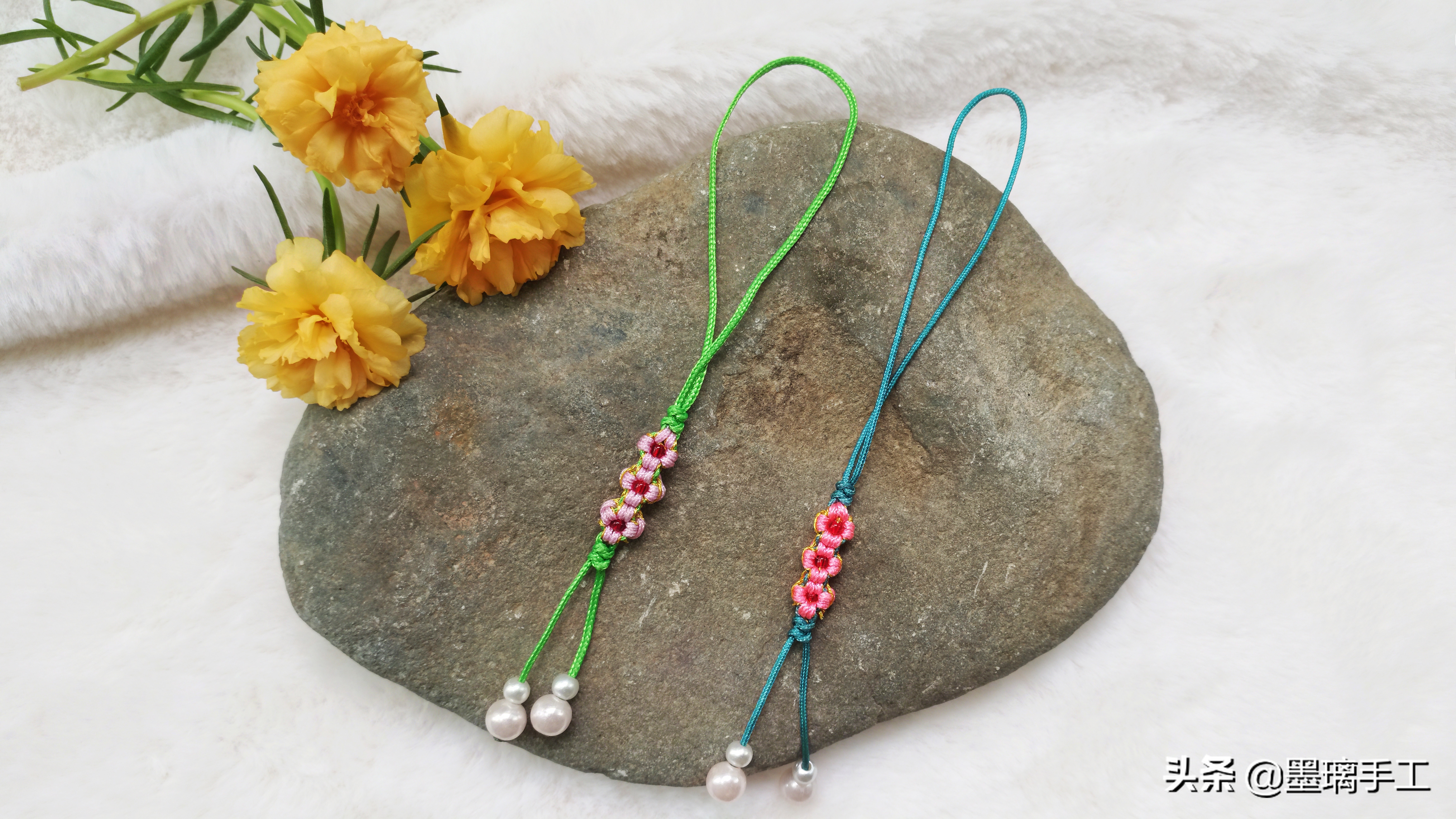 手工编织手链桃花结教程视频,简单手机绳编织教程简单又好看