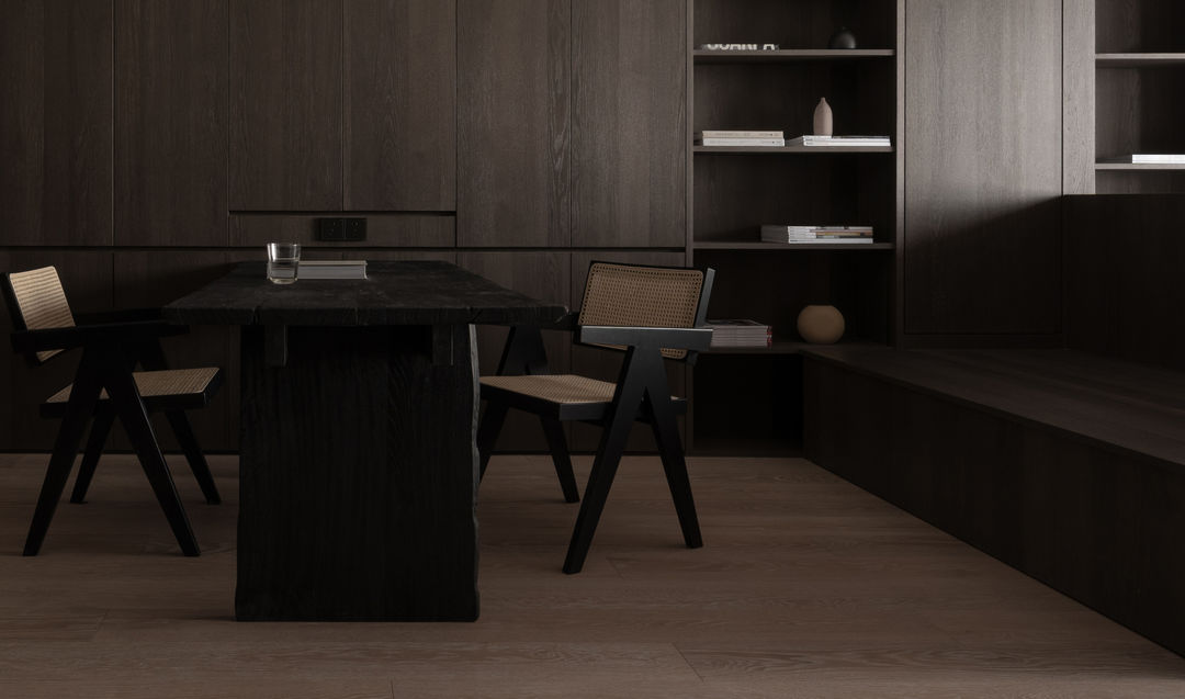 90平米两室一厅浅黑胡桃装修图,小户型现代简约胡桃木色