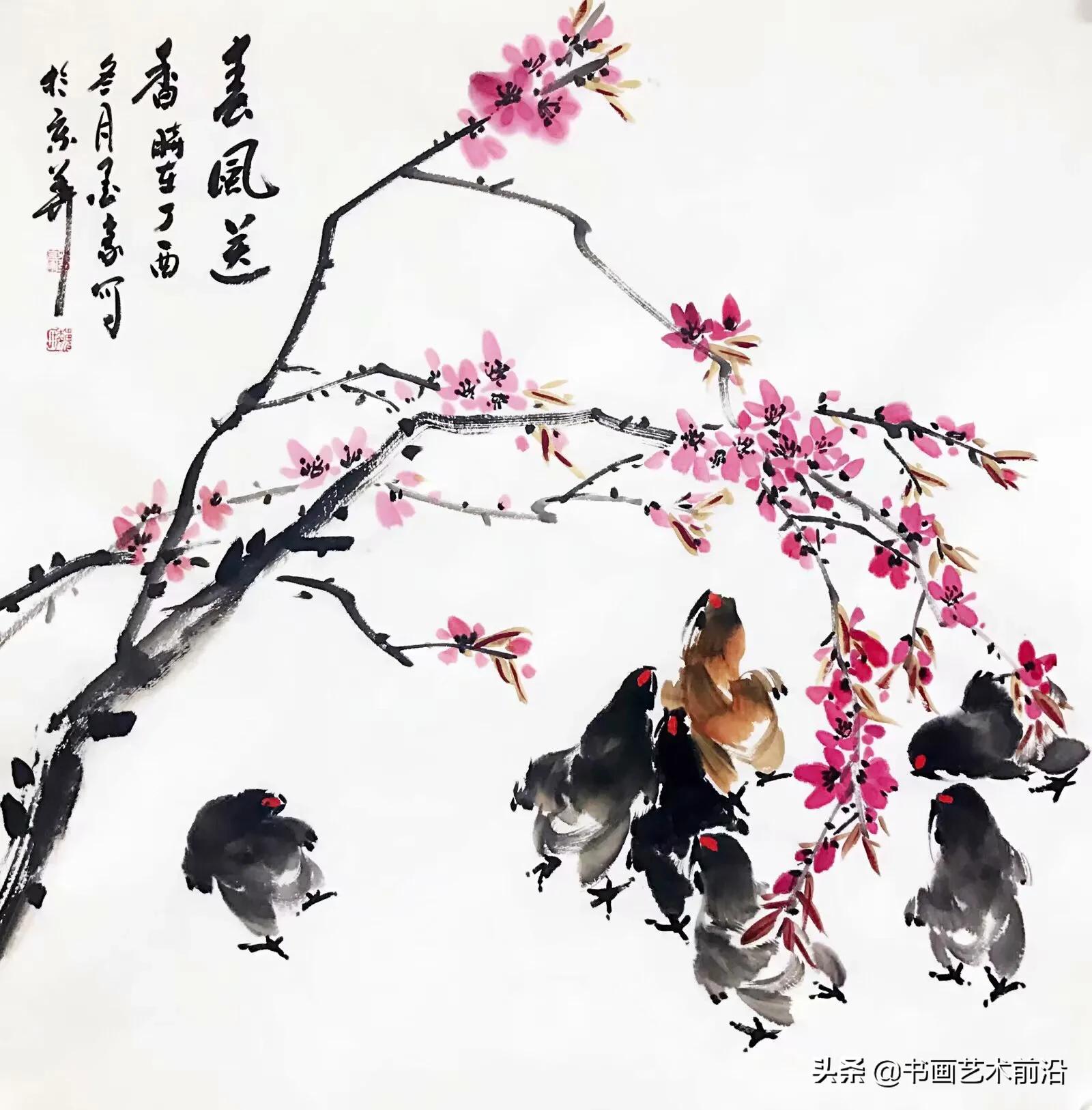 小鸡写意画作品欣赏,墨豪画鸡创意作品