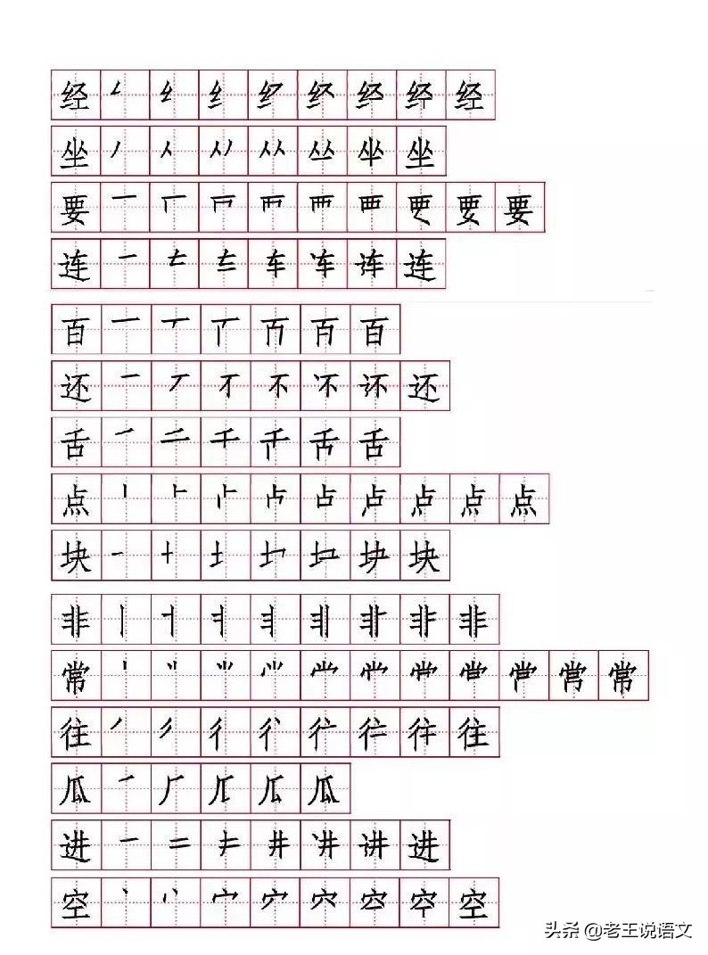 小学一二年级生字的笔画笔顺,八角楼上生字拼音笔画笔顺