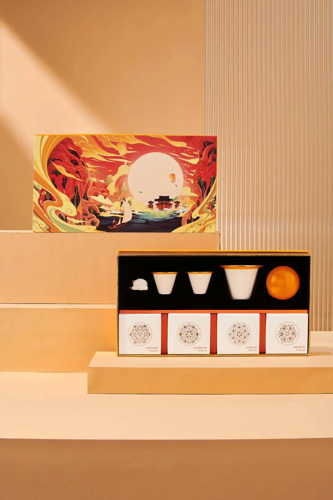 中秋月饼精美礼盒设计,最有创意的月饼包装展开图