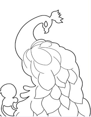 孔雀线描小学生一等奖画大全,黑色卡纸高光笔线描创意画孔雀