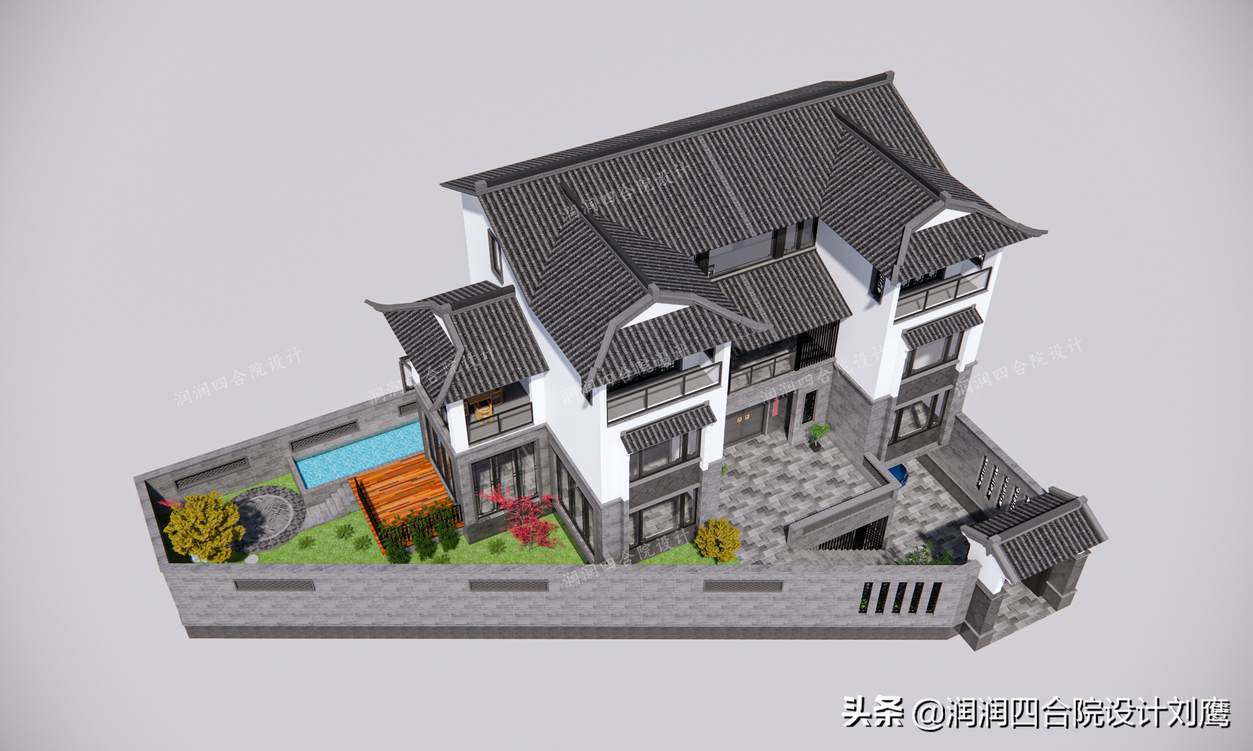 新中式四合院别墅设计图片欣赏,新中式四合院别墅设计案例图纸