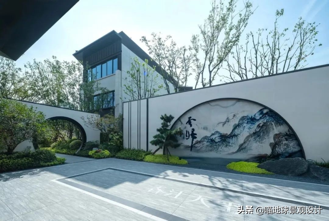 景墙圆形造型价格,简洁欧式庭院景观墙设计