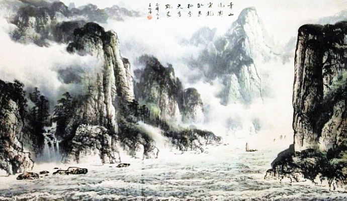 杨昌林山水画写生,杨昌林山水画鸿运当头
