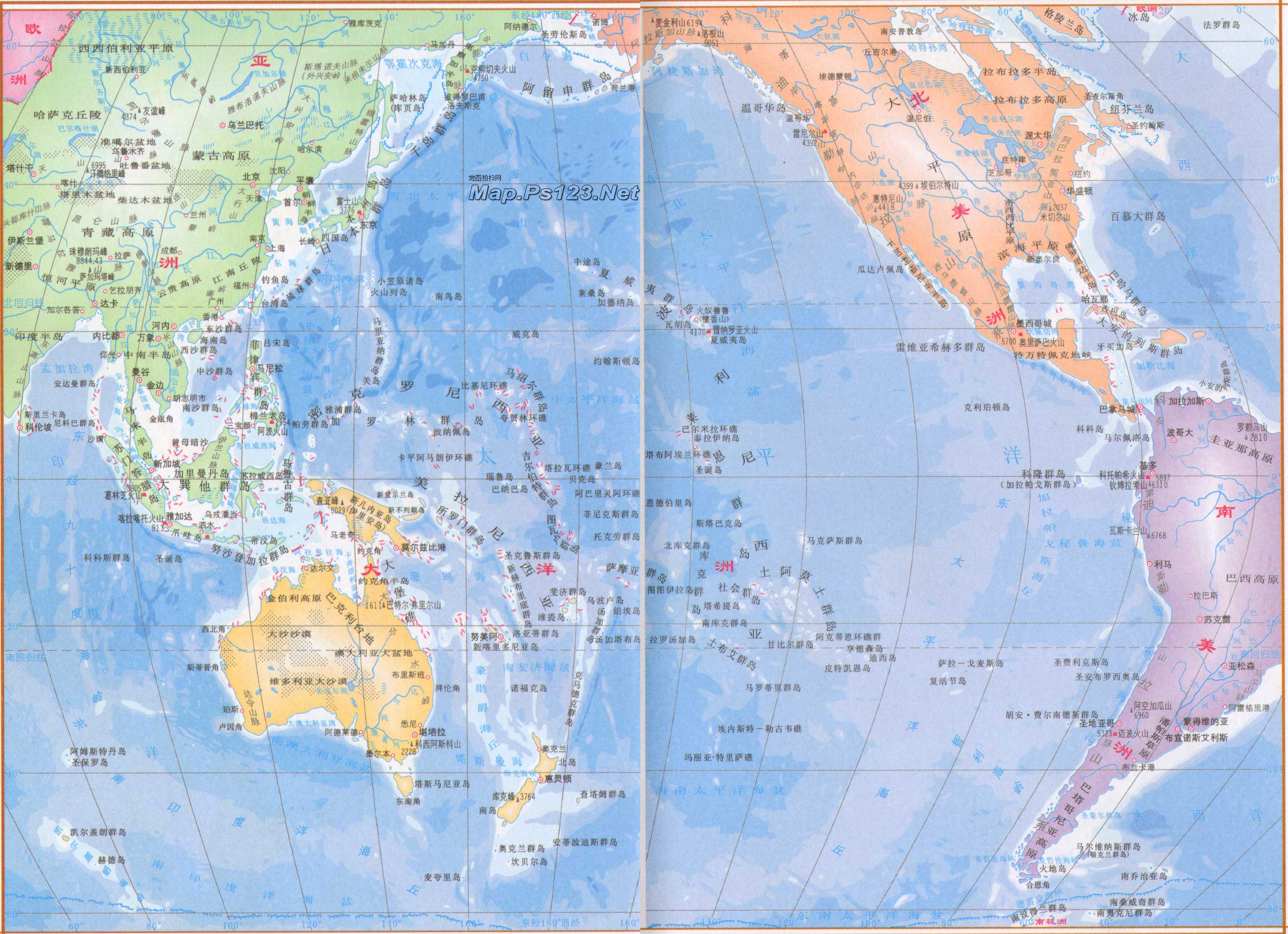 世界四大洋的面积排名,世界四大洋七大洲地图