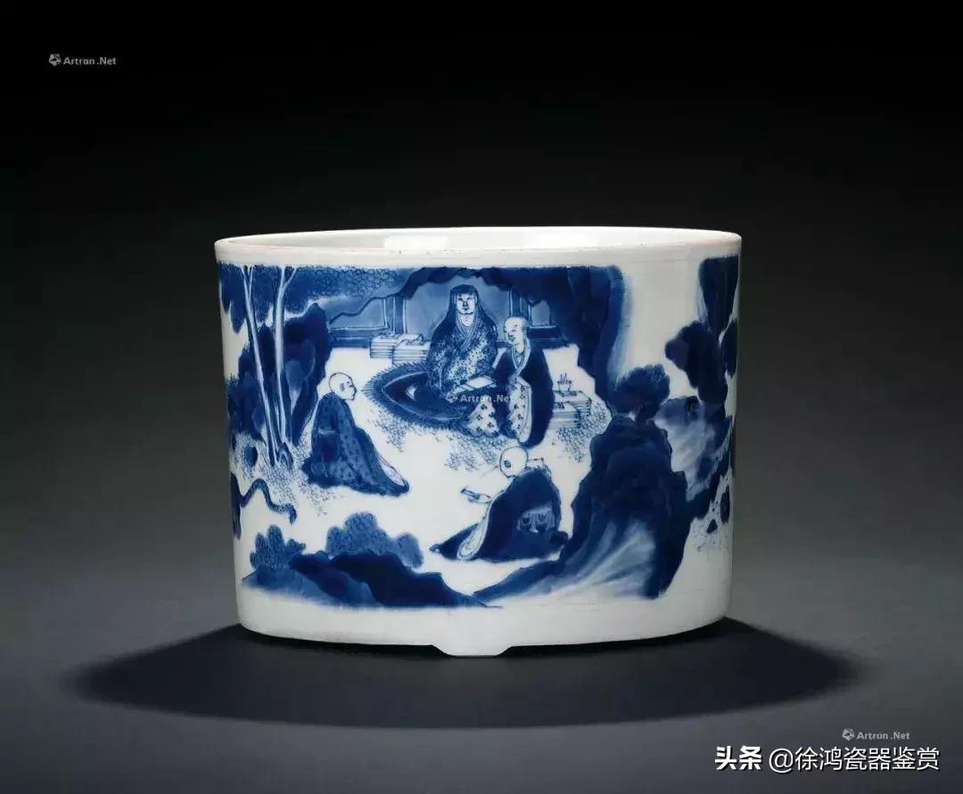 明崇祯青花山水瓷器,明崇祯鹿纹青花瓷器