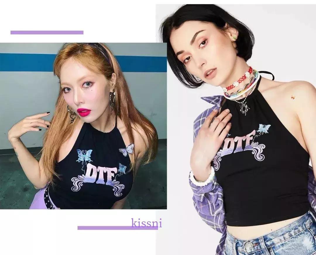 泫雅和杨幂都穿的打底衫,杨幂从四个花旦到巨星