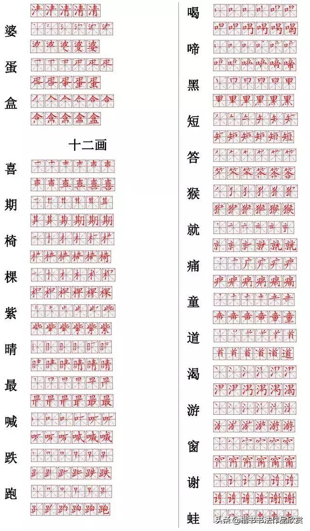 常用的300个汉字笔顺笔画演示之25,常用的300个汉字笔顺笔画演示之20