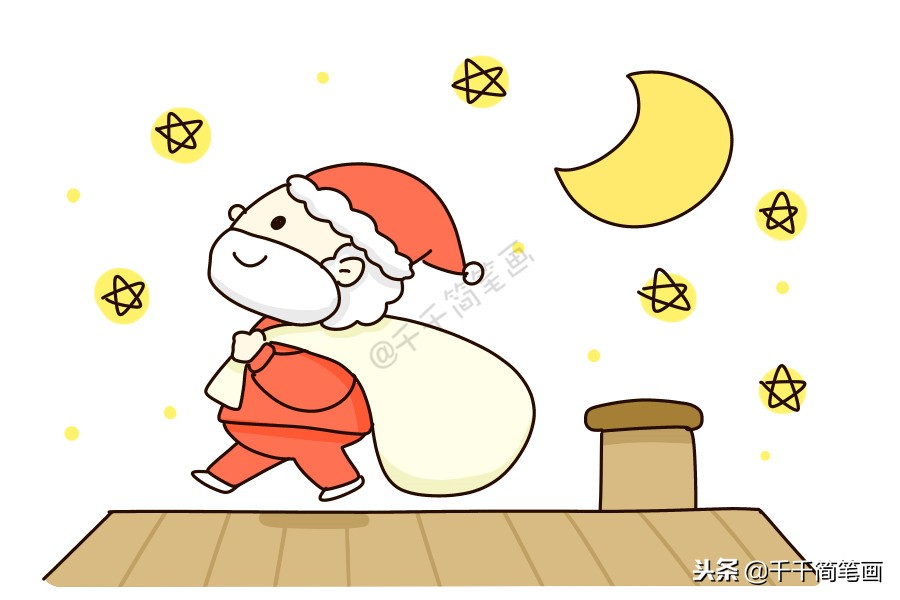 圣诞老人简笔画应该添什么,圣诞老人的礼物简笔画
