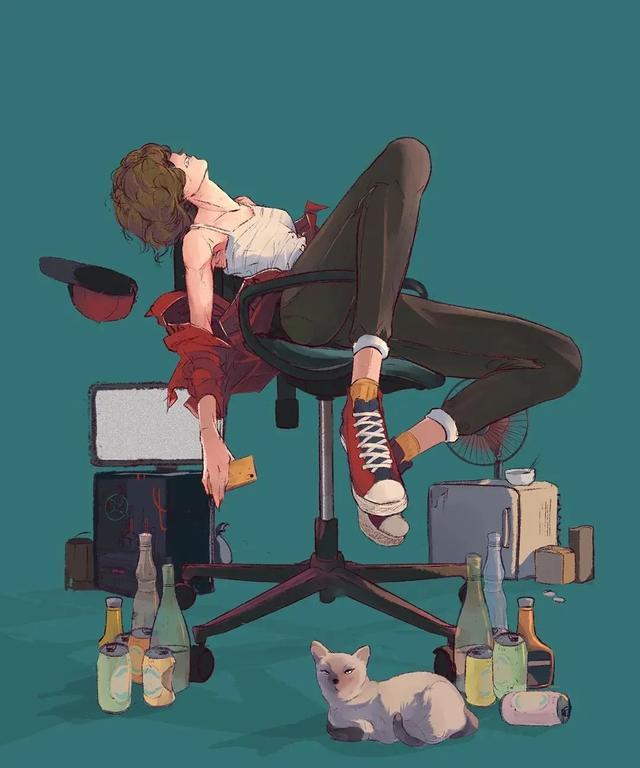 女孩ins风涂鸦画简笔画,欧美剧中的女性插画