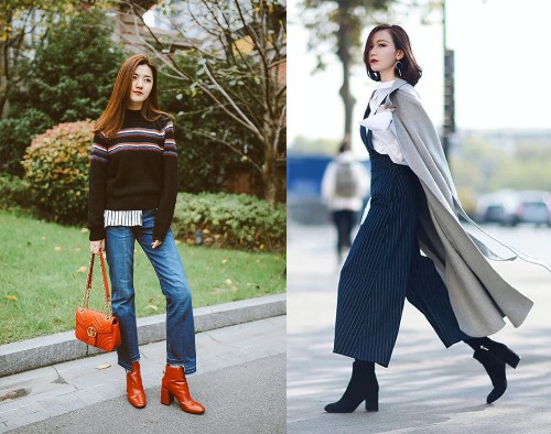 浅灰色高跟短靴搭配什么颜色裤子,卡其色高跟短靴搭配什么裤子好看