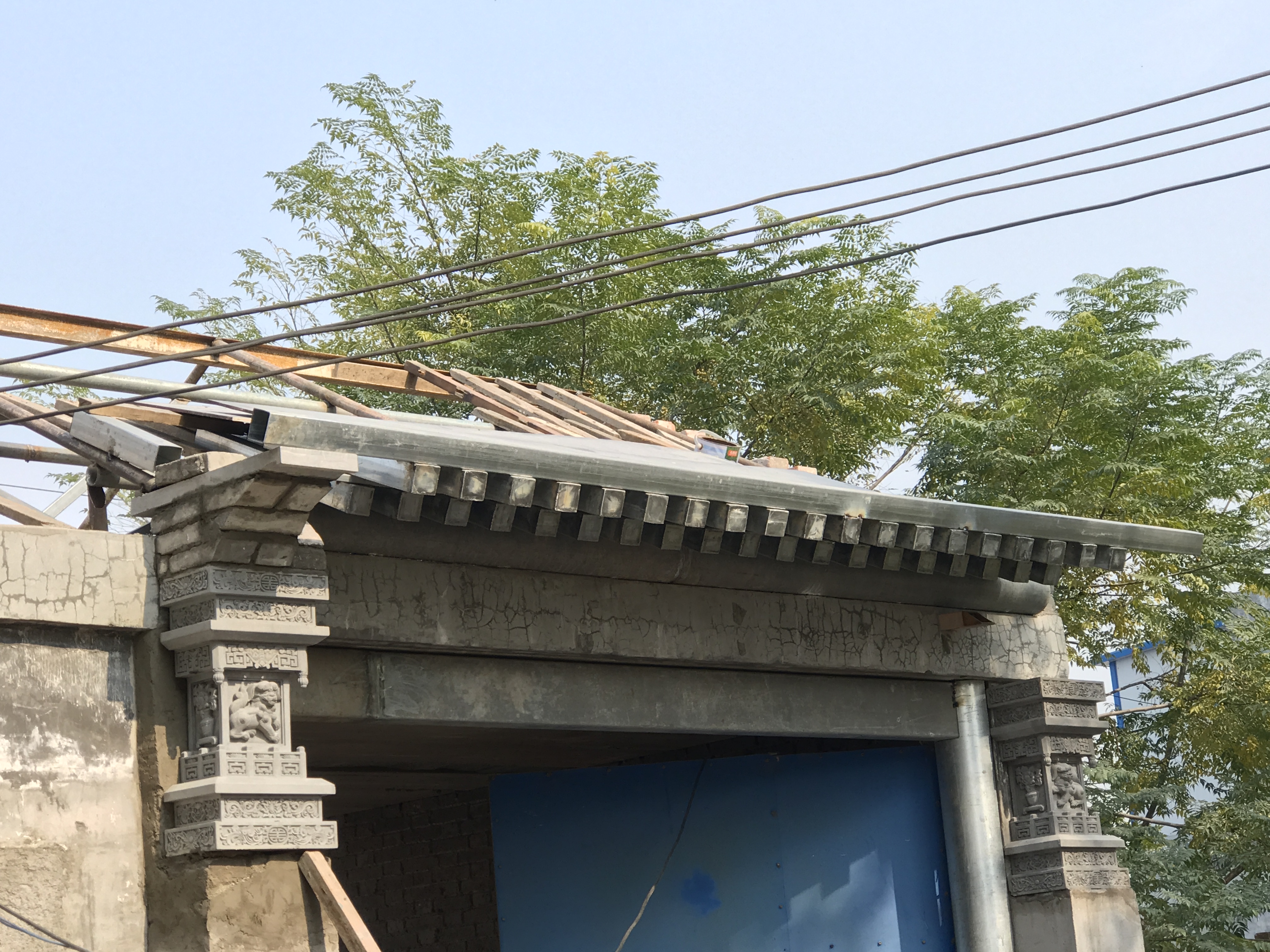 中式门楼浮雕,墀头门楼