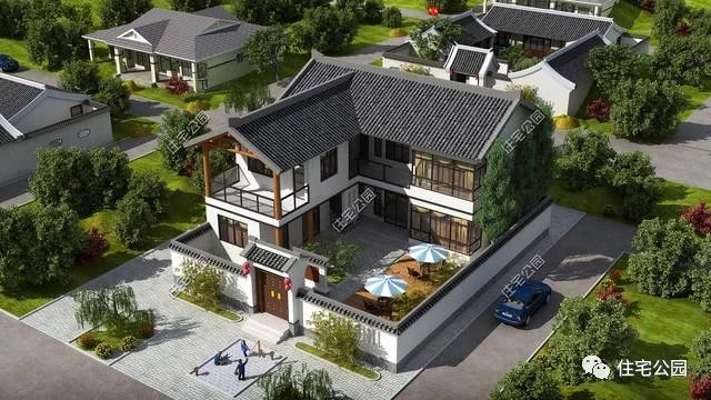 自建四合院合院,中式仿古三合院乡下四合院一层