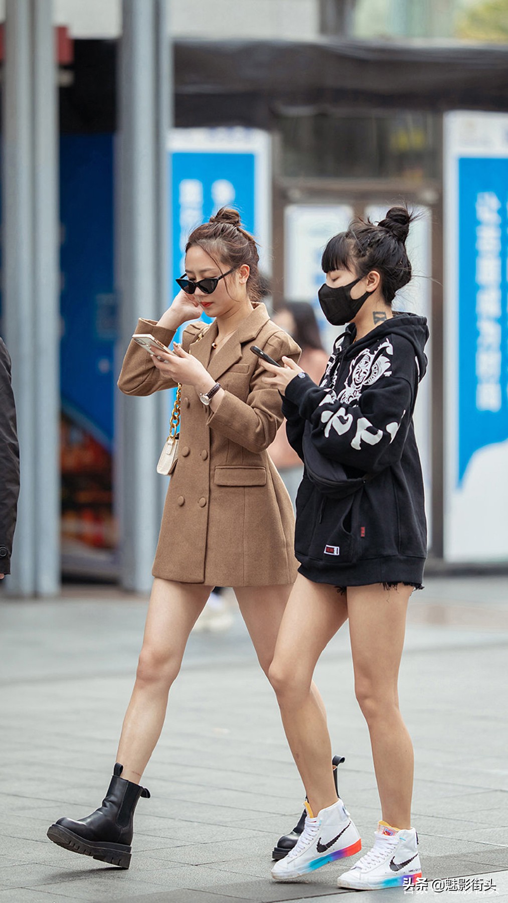 西装短靴不露腿穿搭,长款西装外套搭短靴