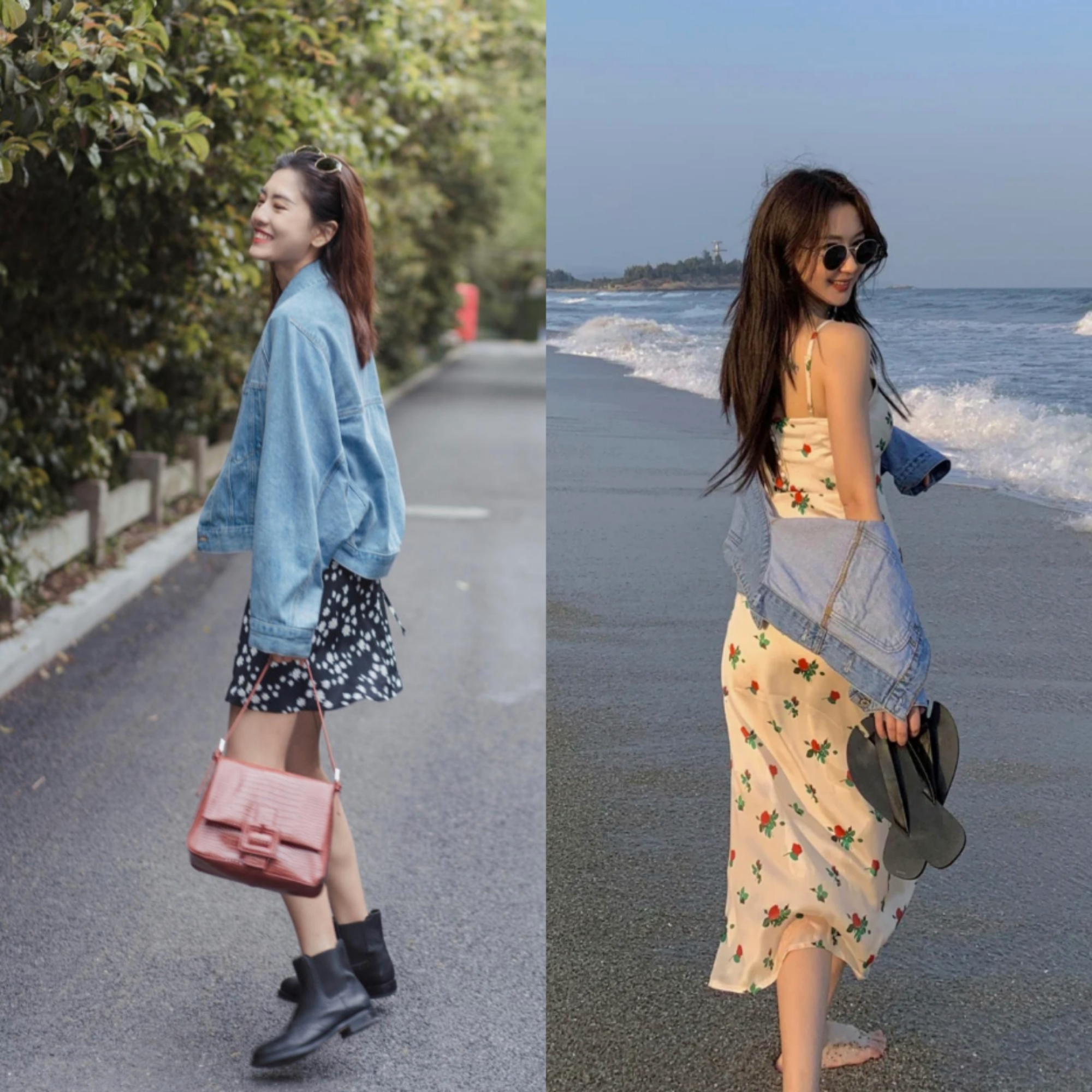 雪纺碎花裙粉色温柔,夏天半身碎花裙搭配什么鞋