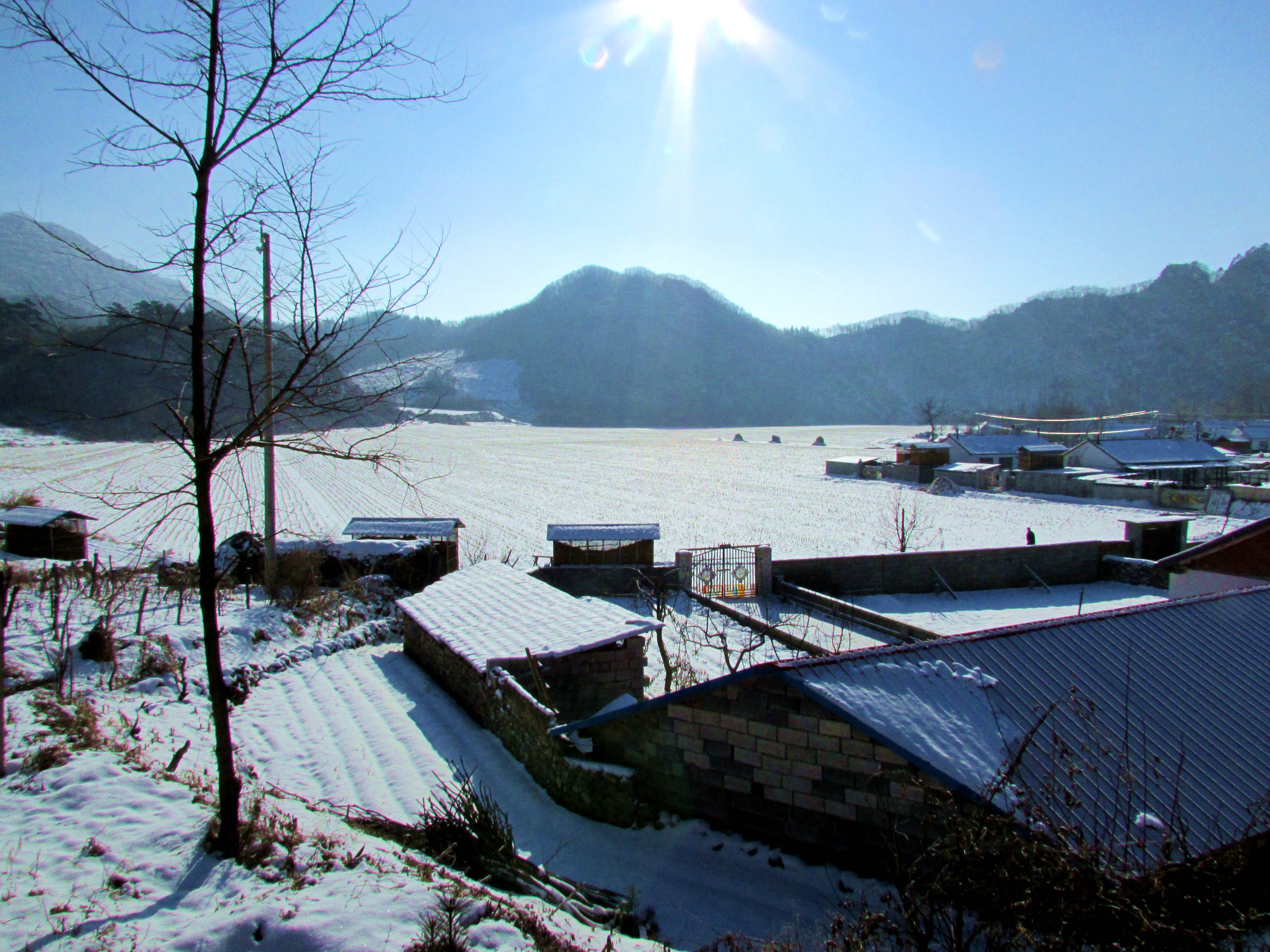 本溪湖里村冬季景色,本溪湖里村景色视频