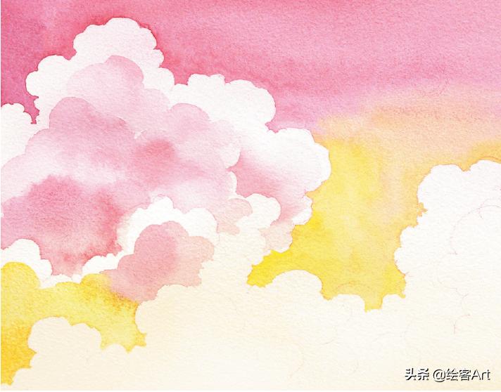 用水彩颜料画天空还有云朵,有手就能画的绘画