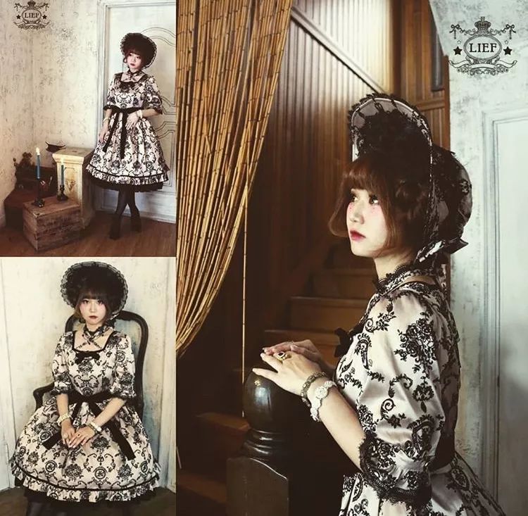 黑色洛丽塔洋装,藕粉色洛丽塔洋装