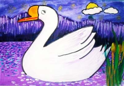 大白鹅创意美术3岁以下,关于谜语的画画简易版