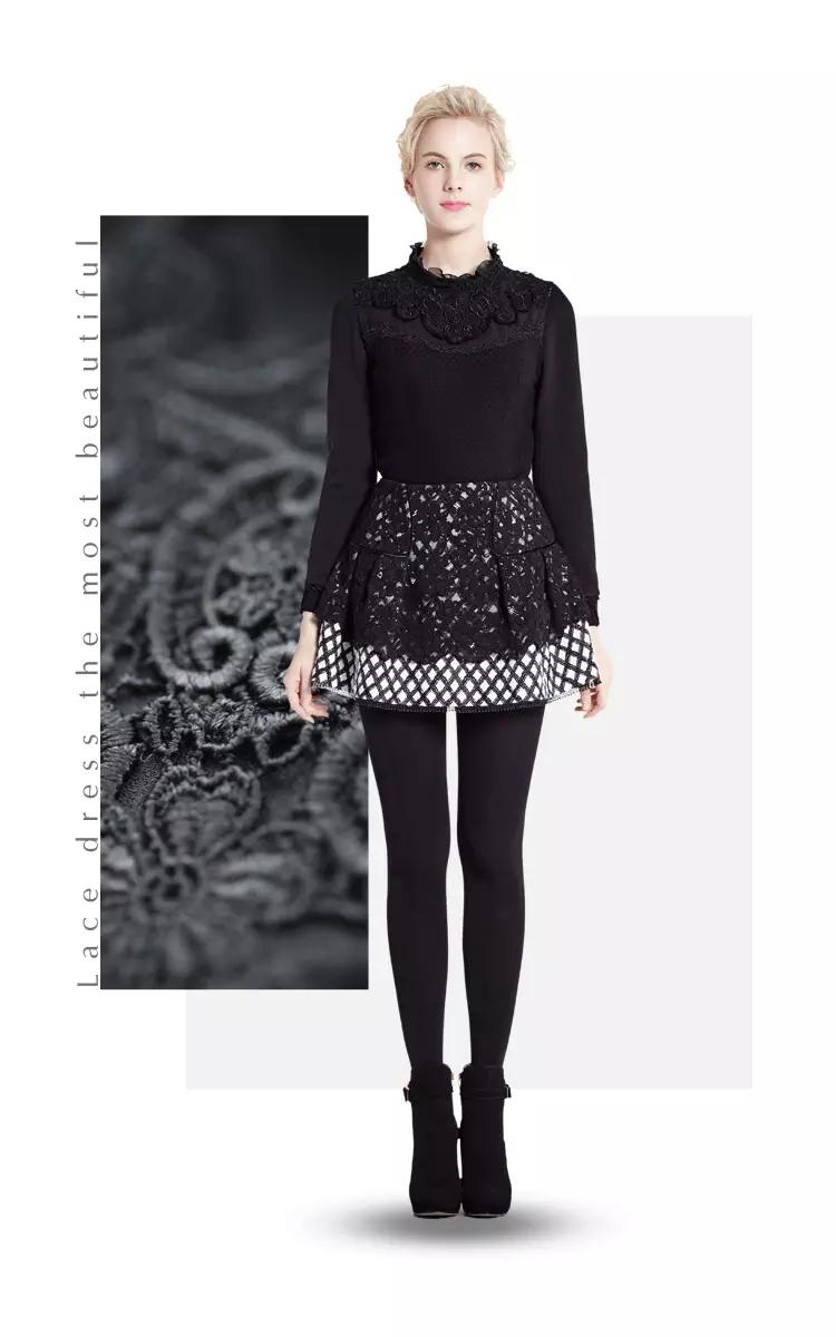 高端冬季蕾丝连衣裙中长款穿搭,适合冬天穿的蕾丝连衣裙