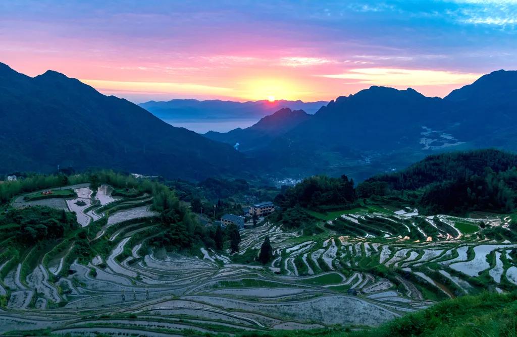 茗岙梯田航拍中国,茗岙梯田仙境