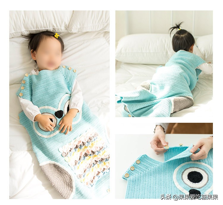 宝宝睡袋钩织视频,儿童披风斗篷冬季钩织教程