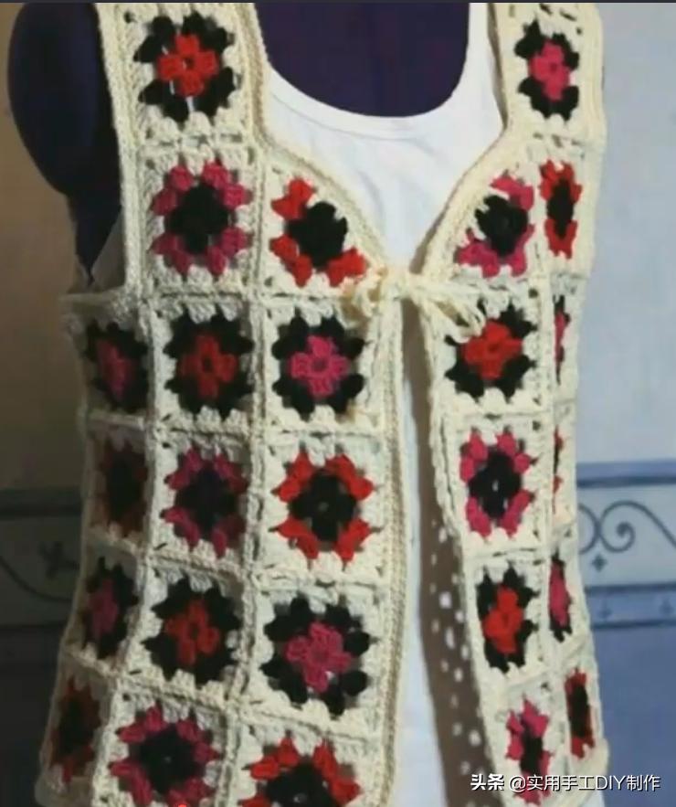 祖母方格编织长款外套教程,针织作品70款简约