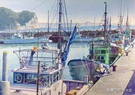 日本淡彩水彩画,日本富士山水彩画欣赏