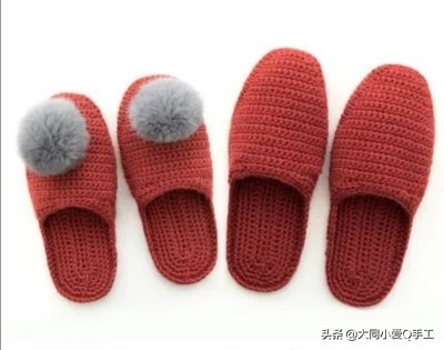 拖鞋纯手工编织幸福一家人教程,钩针毛线拖鞋棉鞋编织教程全过程