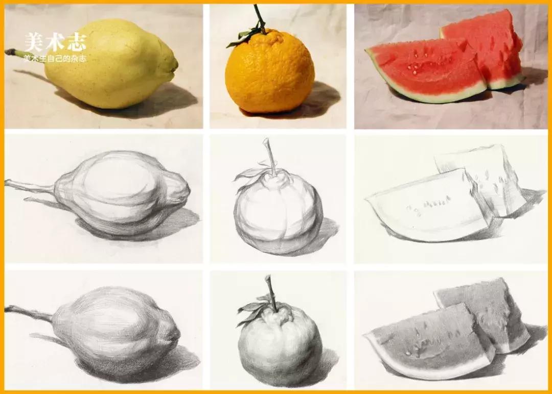 素描常见水果,适合新手的100幅素描画蔬菜水果