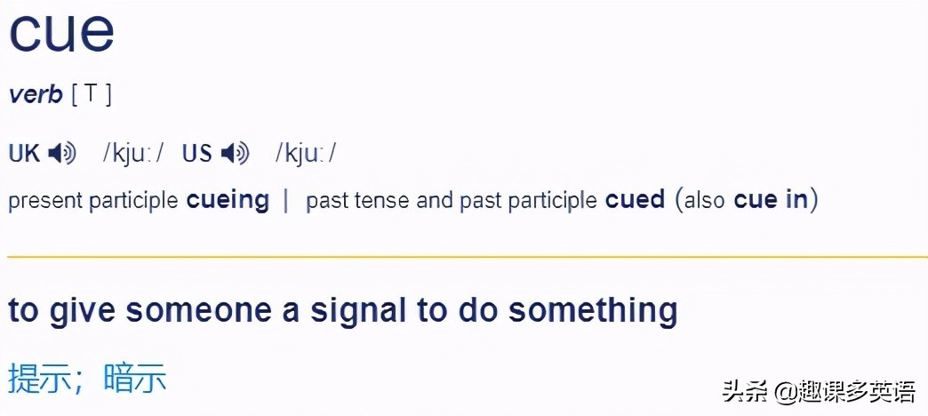 cue什么意思网络上,网络上说的被cue到是什么意思