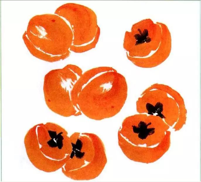 写意柿子叶的画法步骤图,徐湛写意柿子的画法