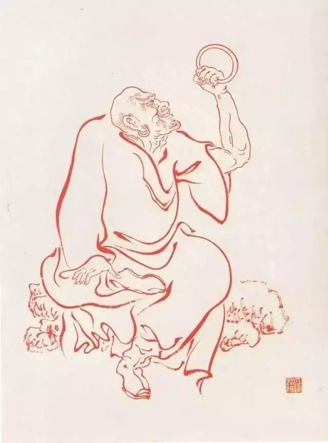 弘一法师的蓝底描金十八罗汉作品,弘一大师100万罗汉图写意