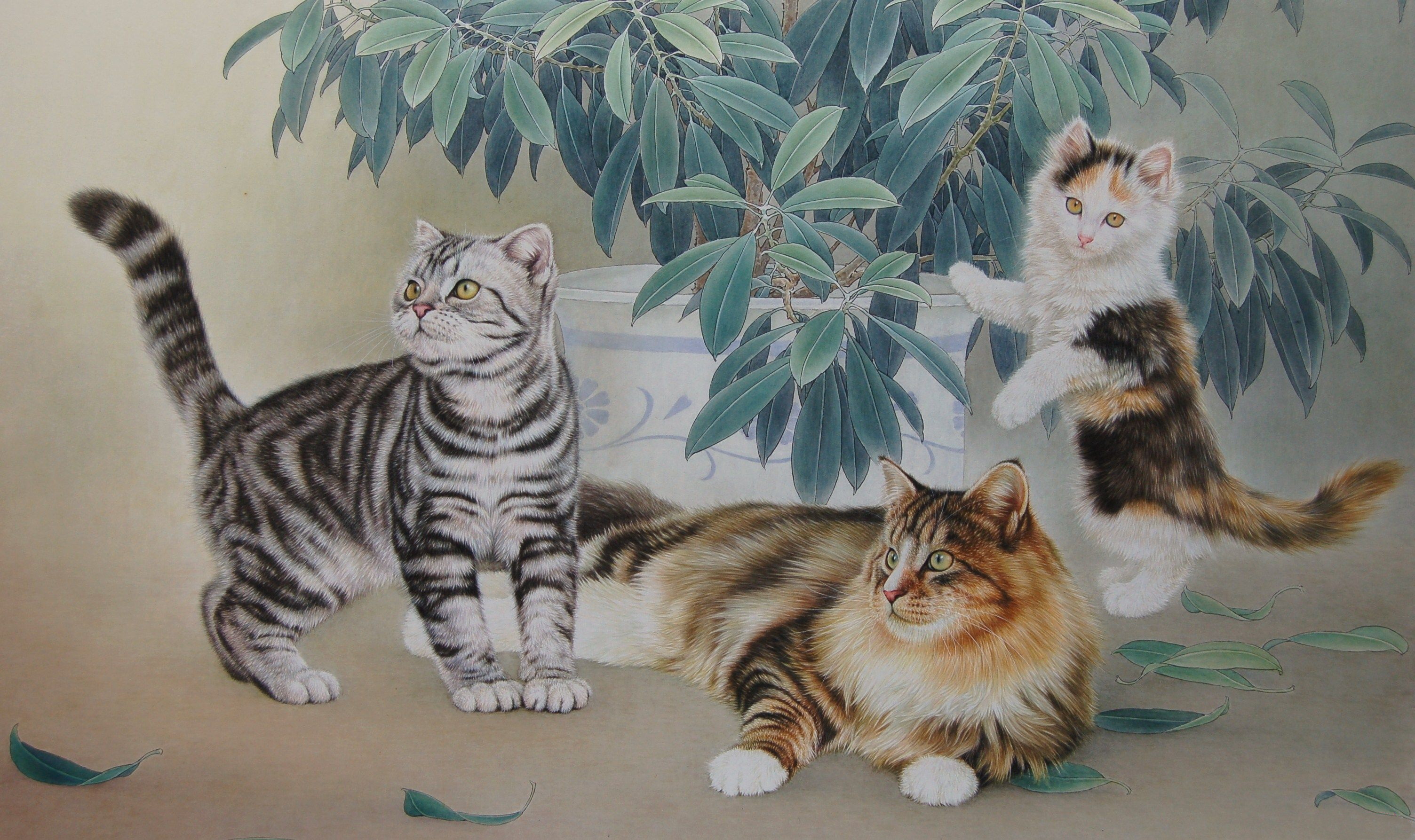 邢诚爱工笔画猫的图片,邢诚爱工笔画猫兔子高清大图