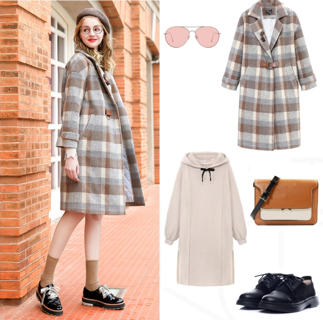 经典款高级英伦风气质大衣百搭,童装英伦风格子大衣