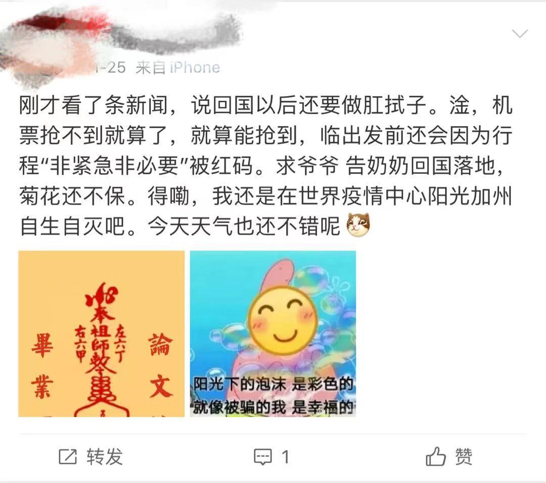 海外华人回国,回国肛拭子