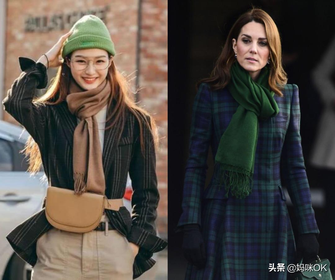 几种很火的围巾的新系法,比较短的围巾系大法