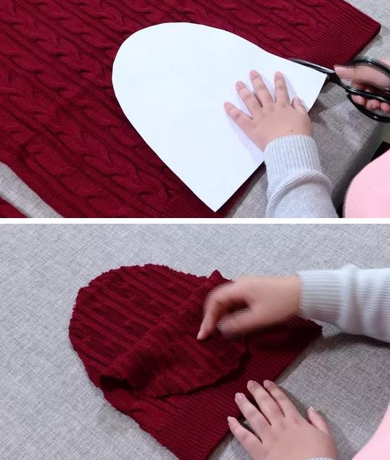 旧毛衣改造帽子编织方法,如何用旧毛衣做帽