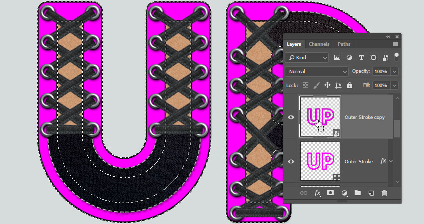 ps怎么做创意字体描边,ps鞋带花边怎么设计