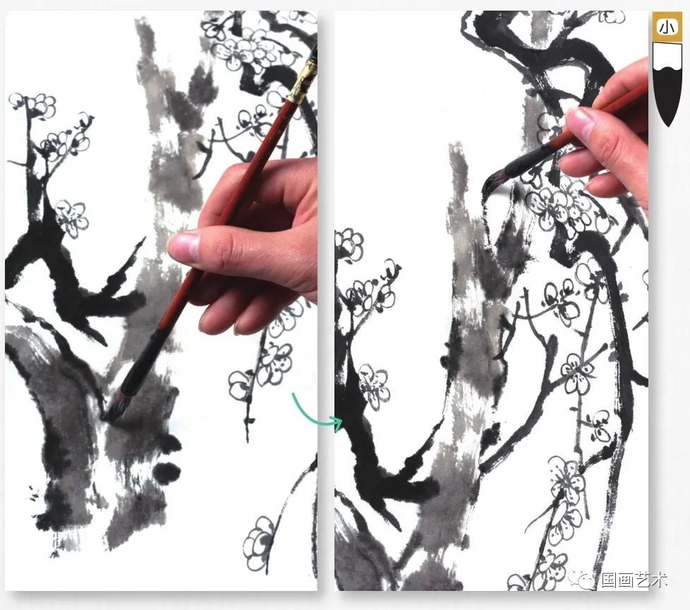 怎样画梅竹松树图片,儿童国画梅花入门画法步骤